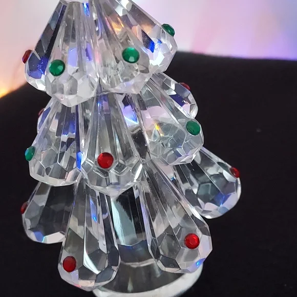 Vtg 4-3/8"  Clear Crystal Faceted  Christmas Tree - Picture 4 of 4
